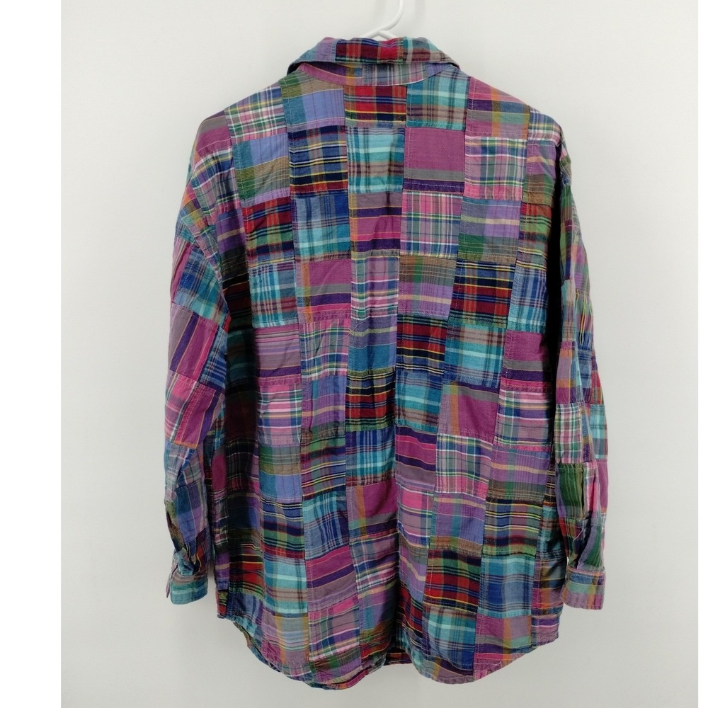 VTG‎ Elements Spiegel Patchwork Plaid Button Up Shirt Women's Size Large Cotton - Picture 3 of 8